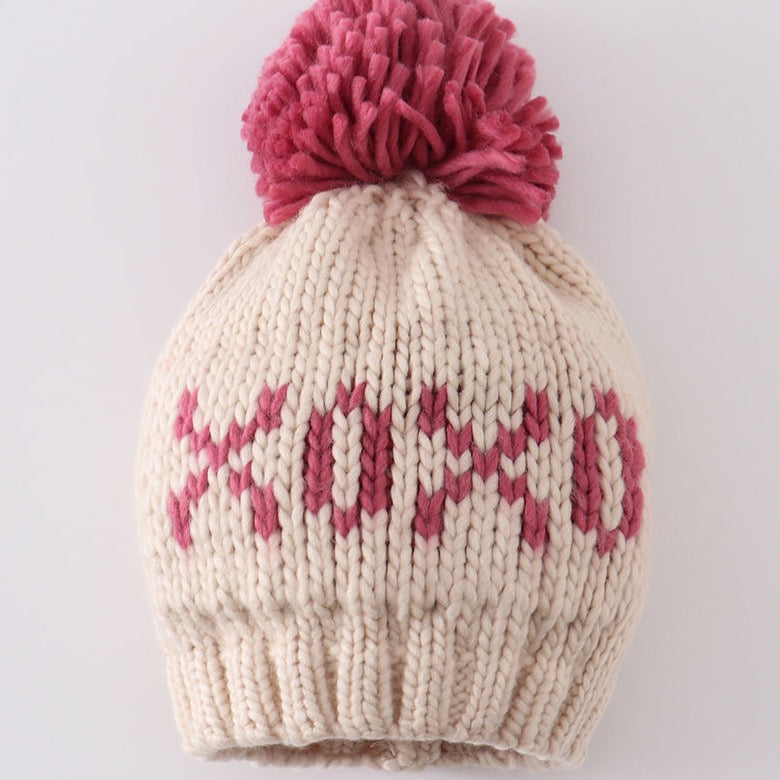 XOXO Cream Knit Pom Pom Beanie Hat