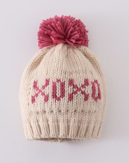 XOXO Cream Knit Pom Pom Beanie Hat