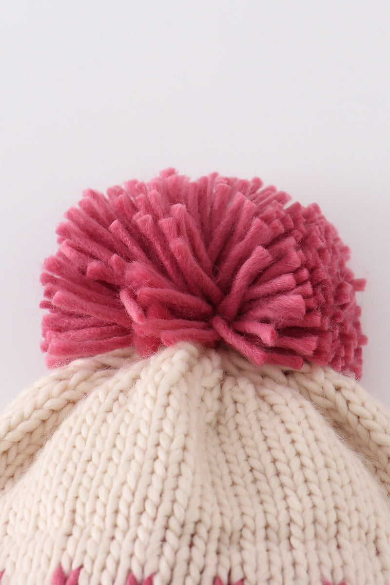 XOXO Cream Knit Pom Pom Beanie Hat