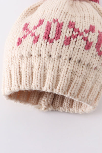 XOXO Cream Knit Pom Pom Beanie Hat