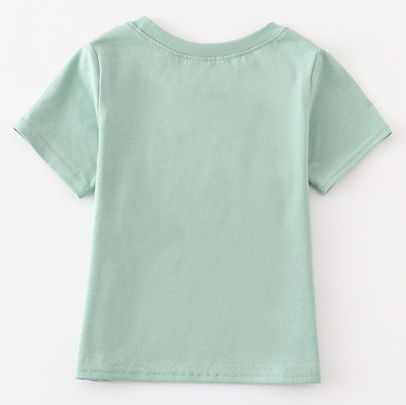 Pumpkin Pup French Knot Green Boy Top