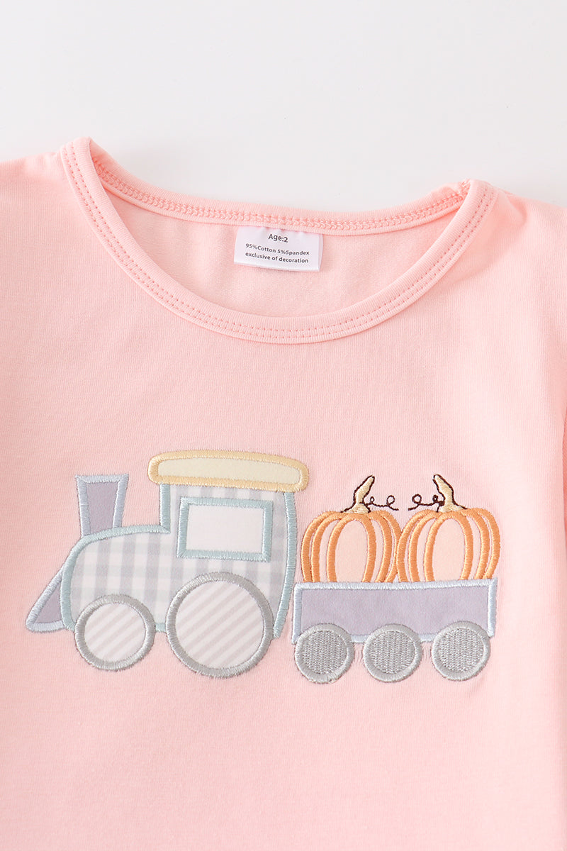 Pumpkin Train Applique Girl Set