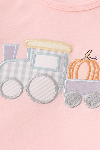 Pumpkin Train Applique Girl Set