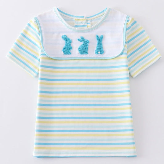 French Knot Easter Bunny Stripe Boy Top