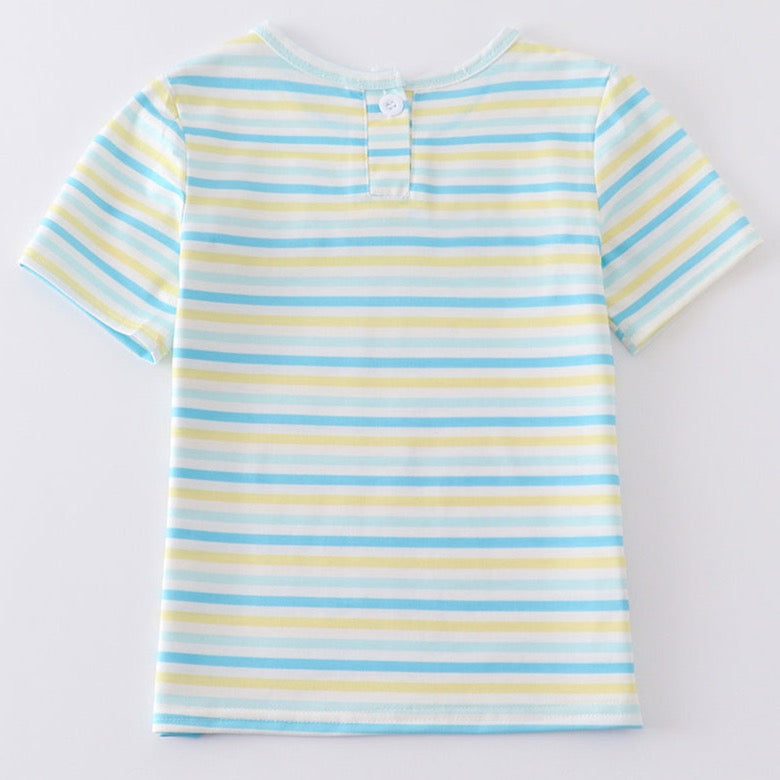 French Knot Easter Bunny Stripe Boy Top