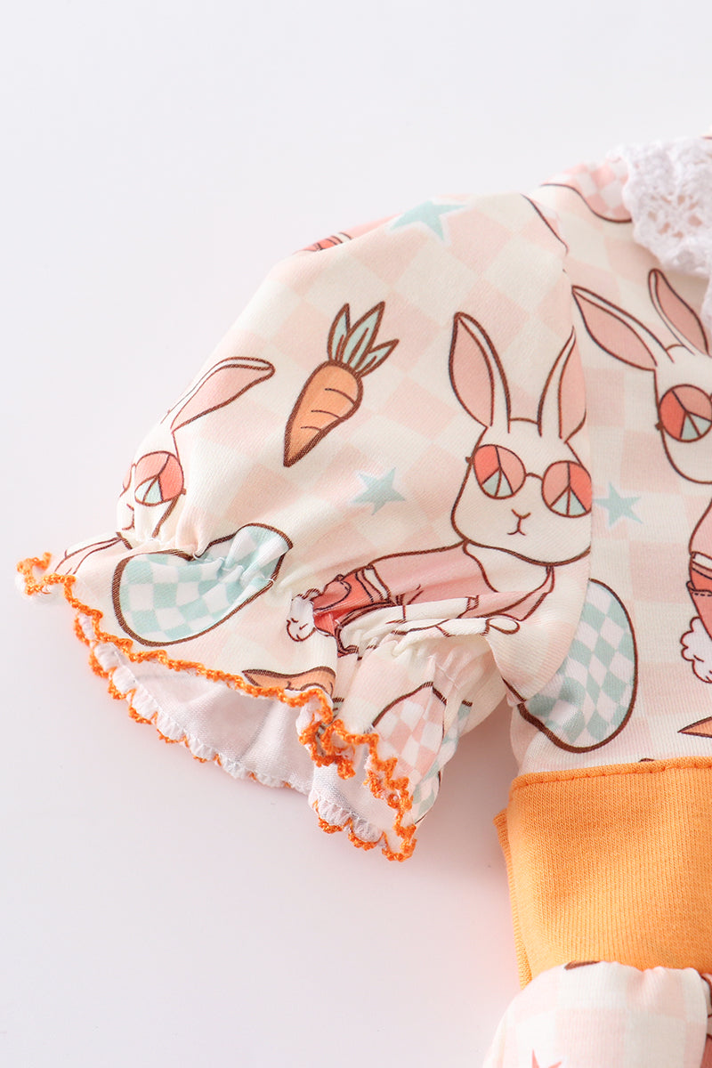 Easter Bunny Egg Print Ruffle Girl Bubble