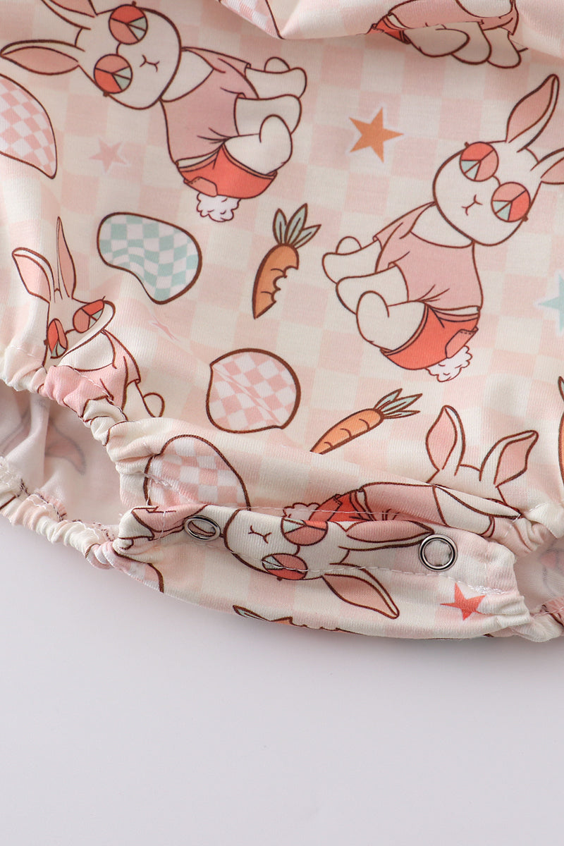 Easter Bunny Egg Print Ruffle Girl Bubble