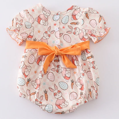 Easter Bunny Egg Print Ruffle Girl Bubble