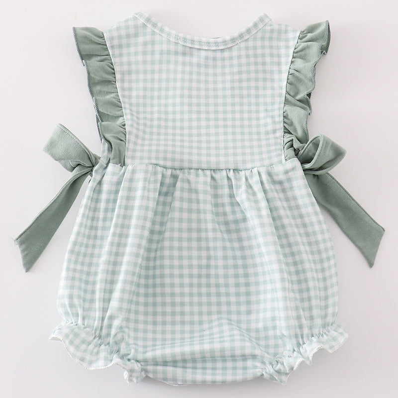 Green Gingham Girl Ruffle Bubble