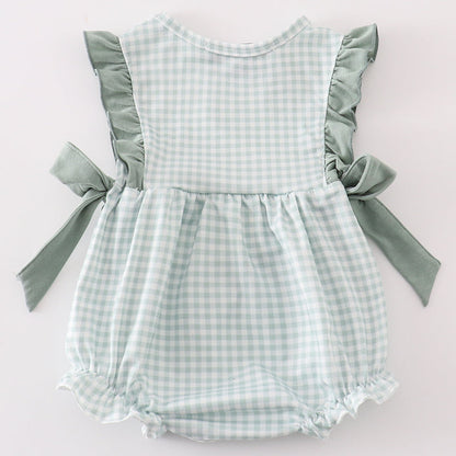 Green Gingham Girl Ruffle Bubble