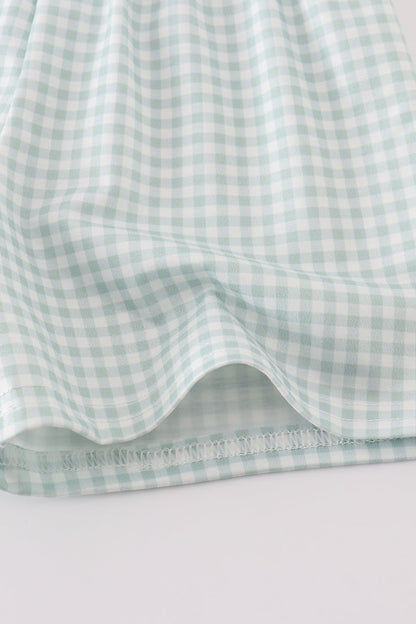 Green Gingham Boy Shorts Set