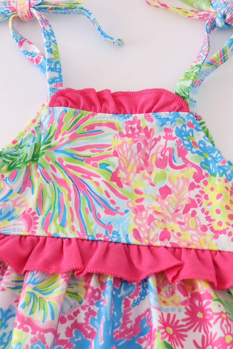 Pink Tropical Floral Girl Bloomers Set