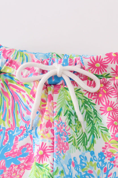 Pink Tropical Boy Swim Trunks