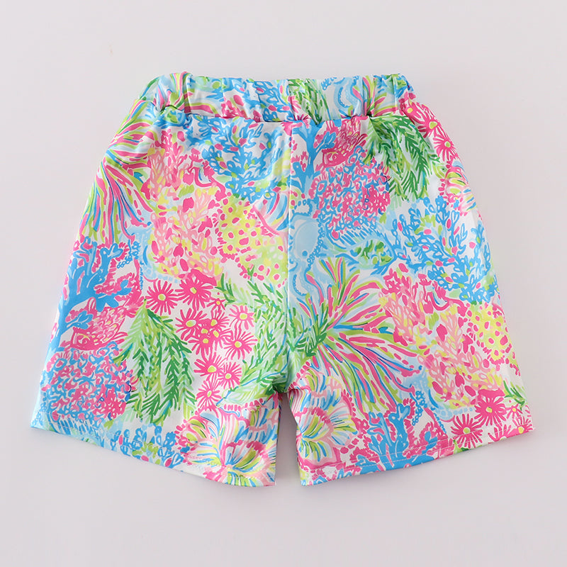 Pink Tropical Boy Swim Trunks