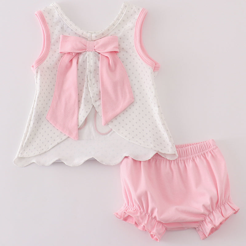 Pink Ballet Shoes Applique Girl Bloomers Set