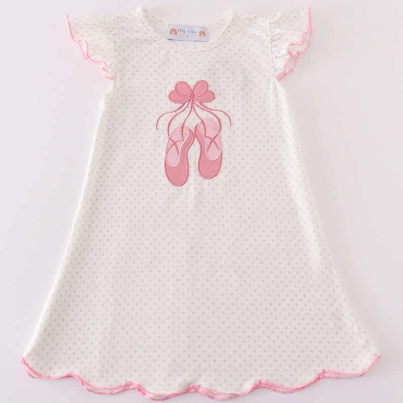 Pink Ballet Shoes Applique Dress