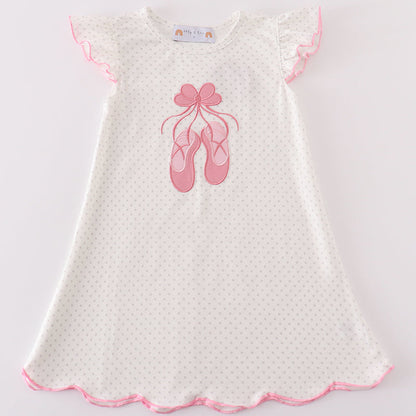 Pink Ballet Shoes Applique Dress