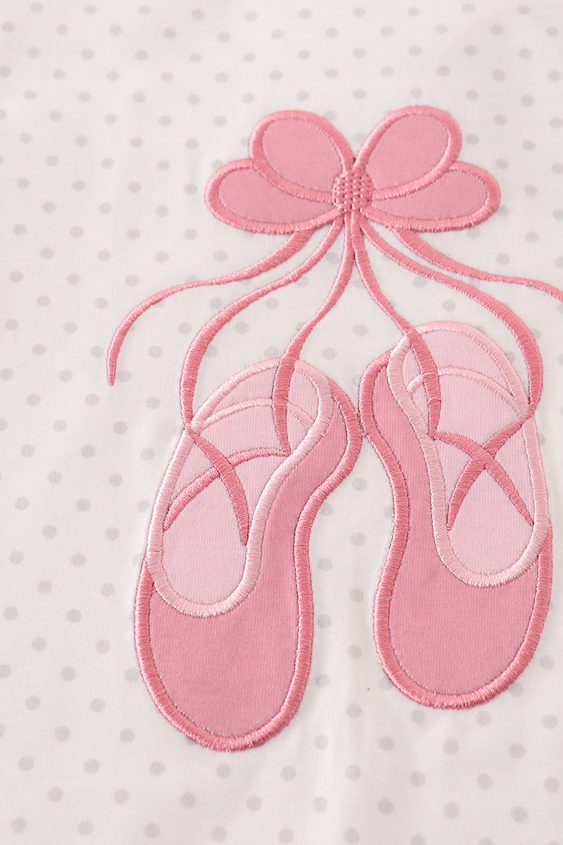 Pink Ballet Shoes Applique Dress