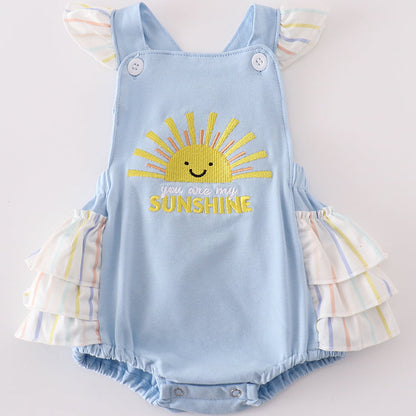 You Are My Sunshine Applique Blue Girl Bubble