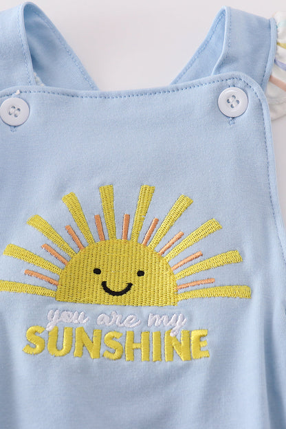 You Are My Sunshine Applique Blue Girl Bubble