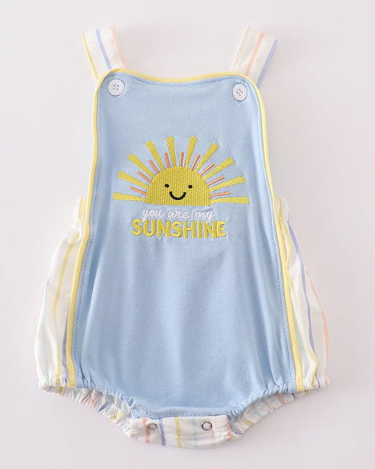 You Are My Sunshine Applique Blue Boy Bubble