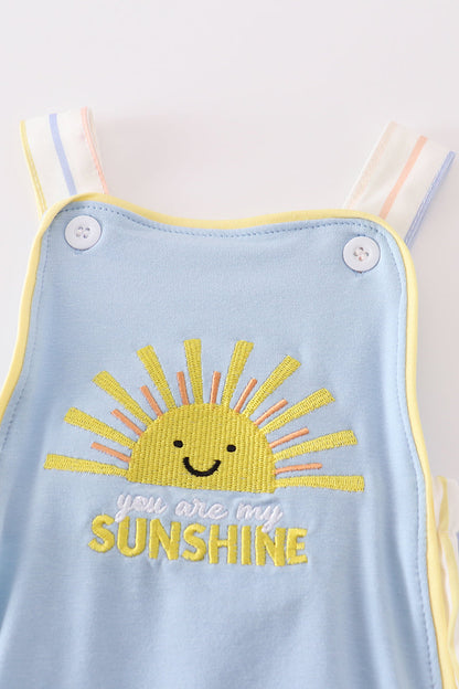 You Are My Sunshine Applique Blue Boy Bubble