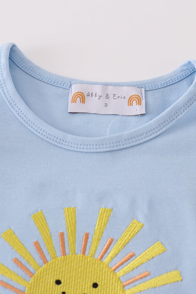 You Are My Sunshine Applique Blue Dress