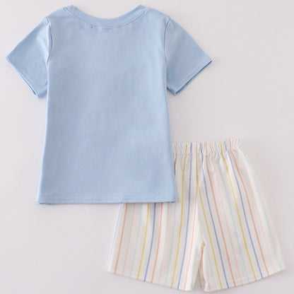 You Are My Sunshine Applique Blue Boy Shorts Set