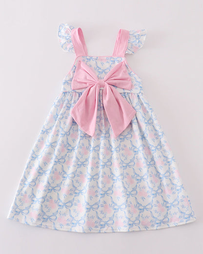 Blue Floral Bow Delight Dress