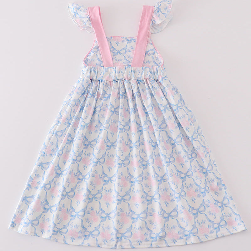 Blue Floral Bow Delight Dress