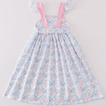 Blue Floral Bow Delight Dress