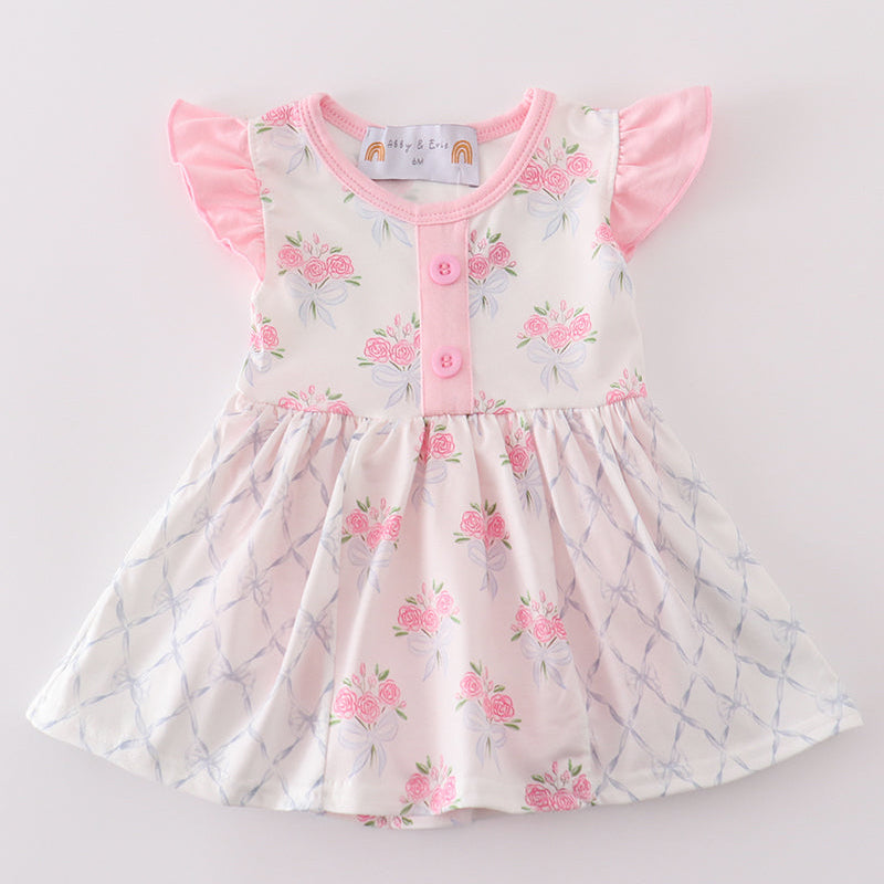 Pink Floral Bow Delight Girl Bubble