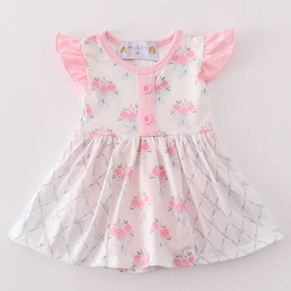 Pink Floral Bow Delight Girl Bubble