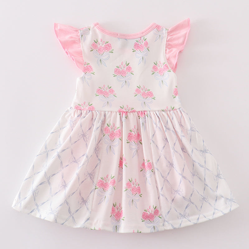 Pink Floral Bow Delight Girl Bubble