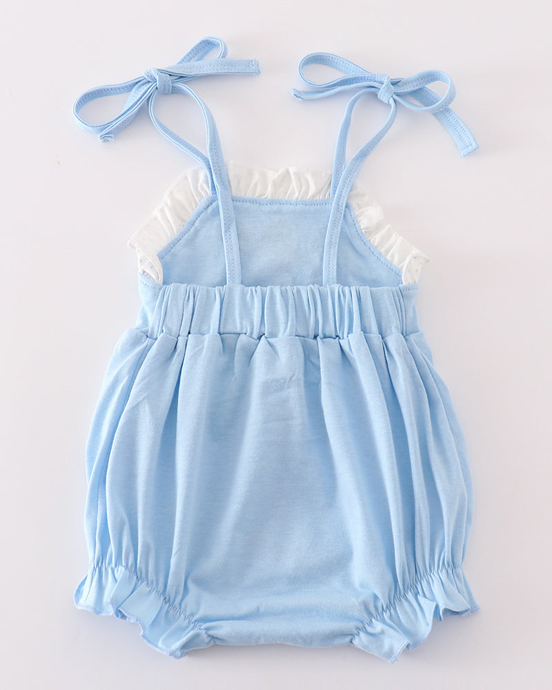 Princess Embroidered Blue Ruffle Girl Bubble