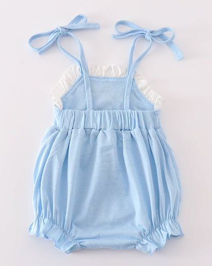 Princess Embroidered Blue Ruffle Girl Bubble