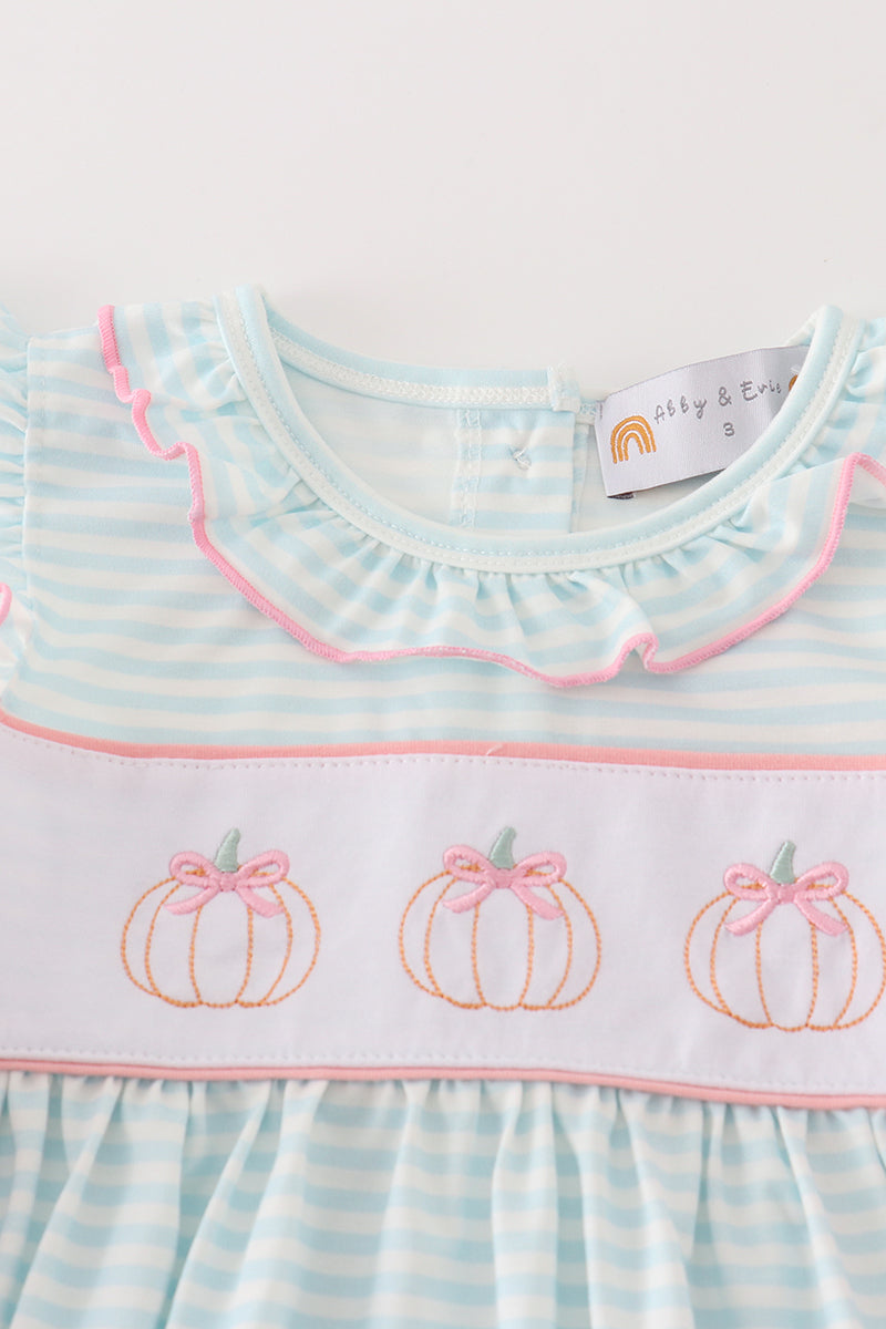 Sweet Pumpkin Embroidered Stripe Dress