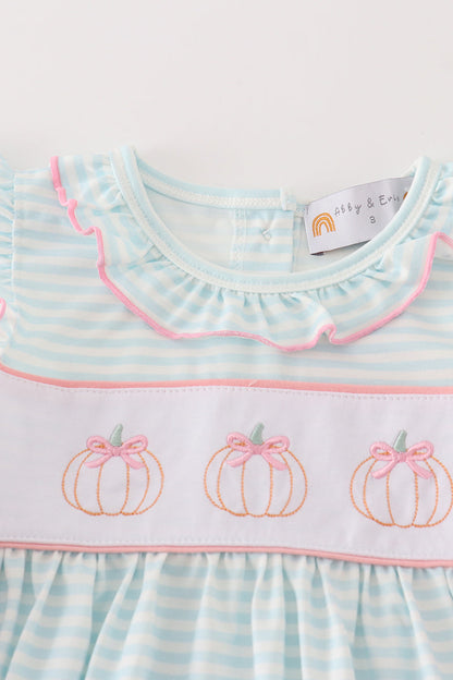 Sweet Pumpkin Embroidered Stripe Dress