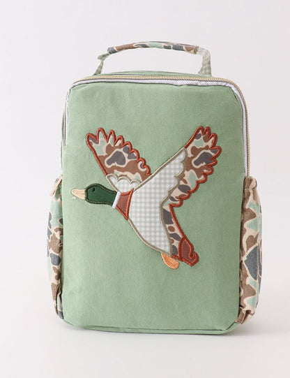 Green Camo Duck Applique Lunch Bag