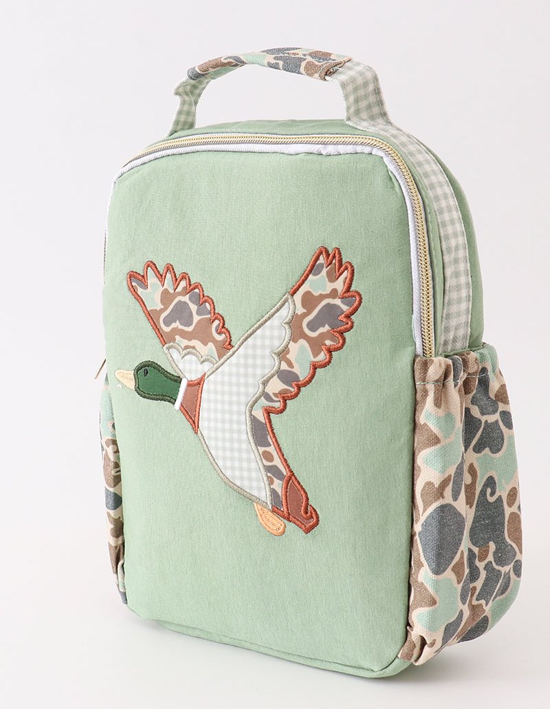 Green Camo Duck Applique Lunch Bag