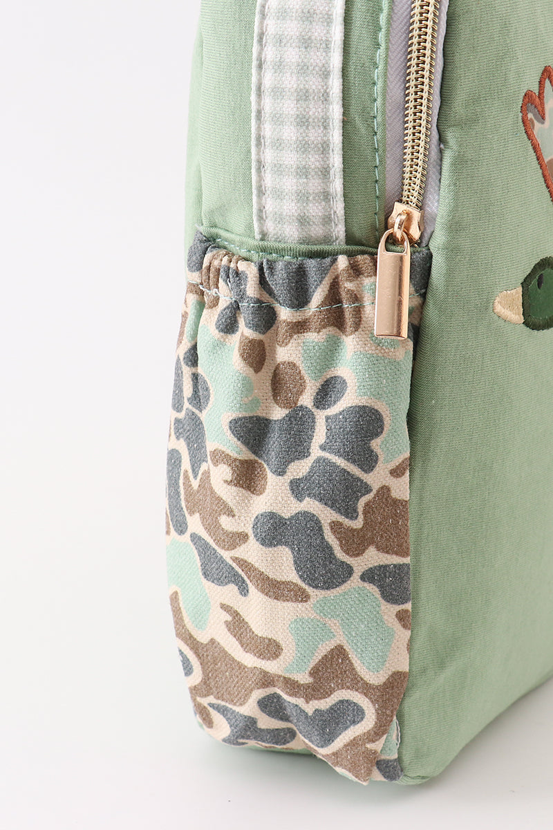 Green Camo Duck Applique Lunch Bag