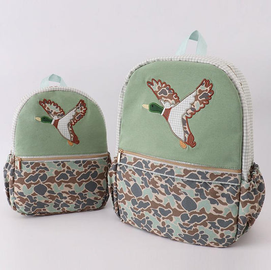 Green Camo Duck Applique Backpack