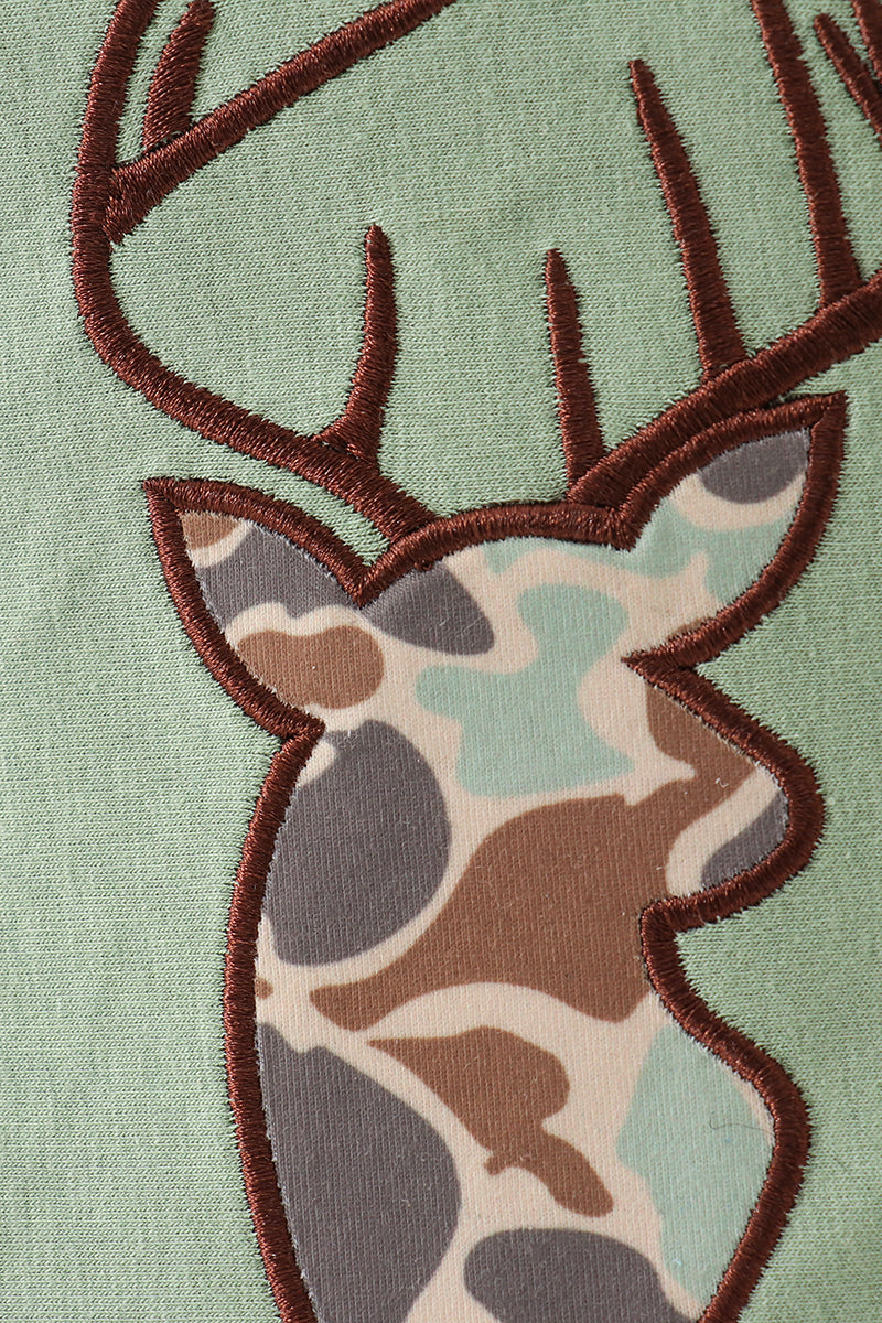 Camo Deer Applique Green Lunch Bag