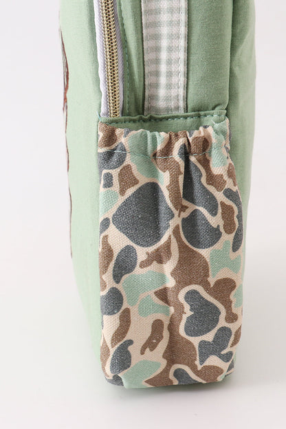 Camo Deer Applique Green Lunch Bag