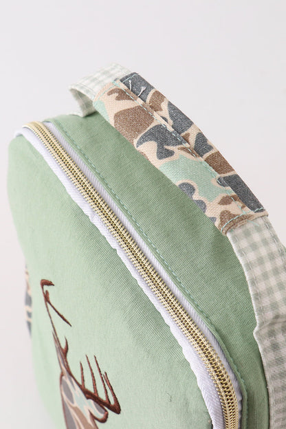 Camo Deer Applique Green Lunch Bag