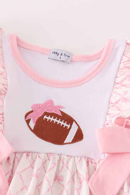 Football Embroidered Pink Coquette Dress