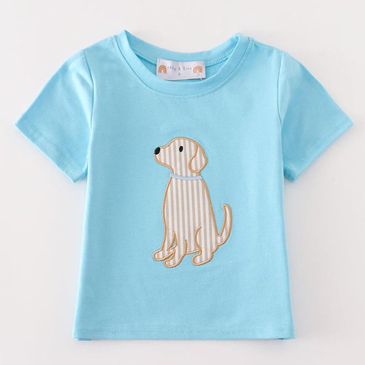 Puppy Pal Applique Blue Boy Top