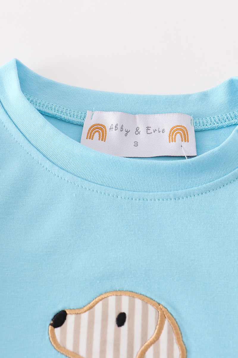 Puppy Pal Applique Blue Boy Top