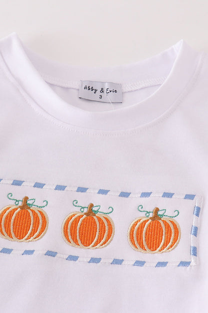 Plaid Pumpkin Embroidered Boy Set