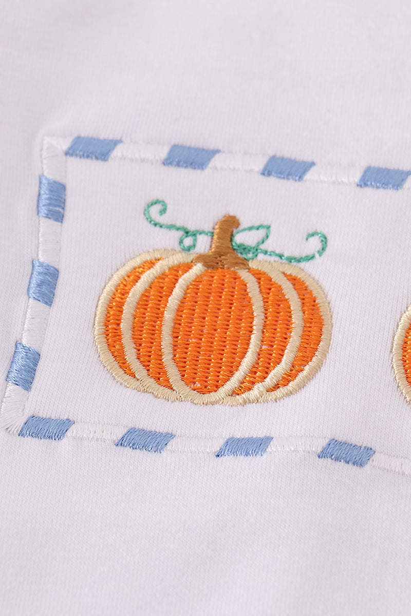 Plaid Pumpkin Embroidered Boy Set